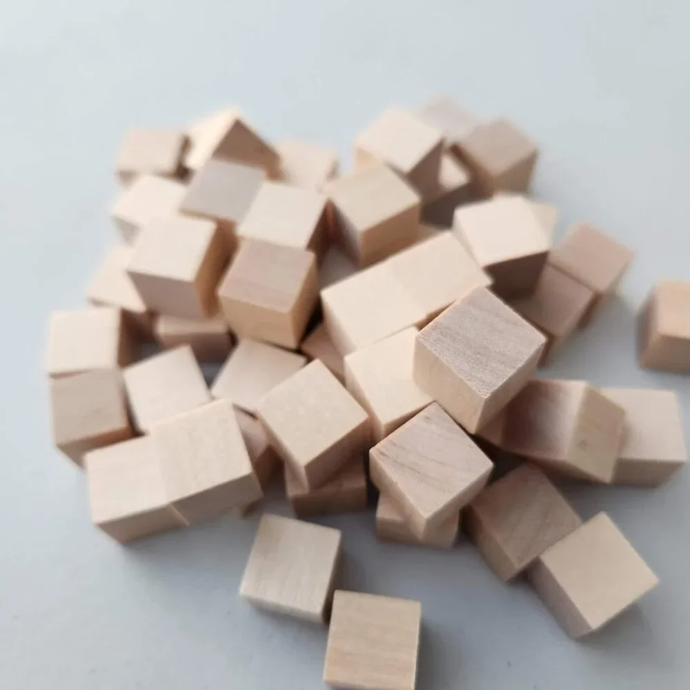 100 DIY Craft Supplies Wooden Cubes 1/2-inch Blank Wooden Blocks Unfinished Wood